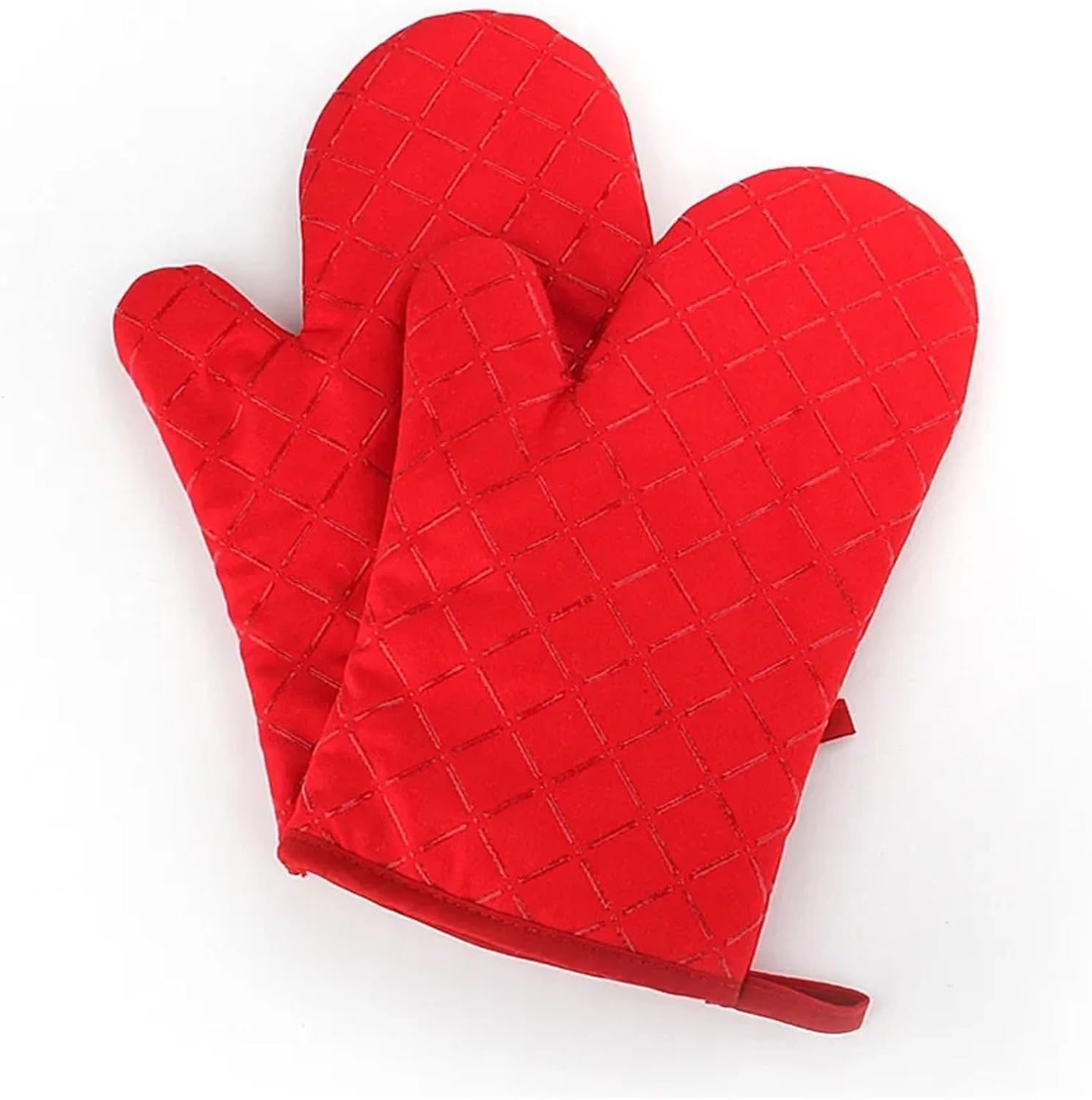 Cotton Silicone Printed Oven Mitts 2 Pack Textured Grip Baking Grilling Gloves 28x18cm Green Orange Black Red(Orange 2pcs)