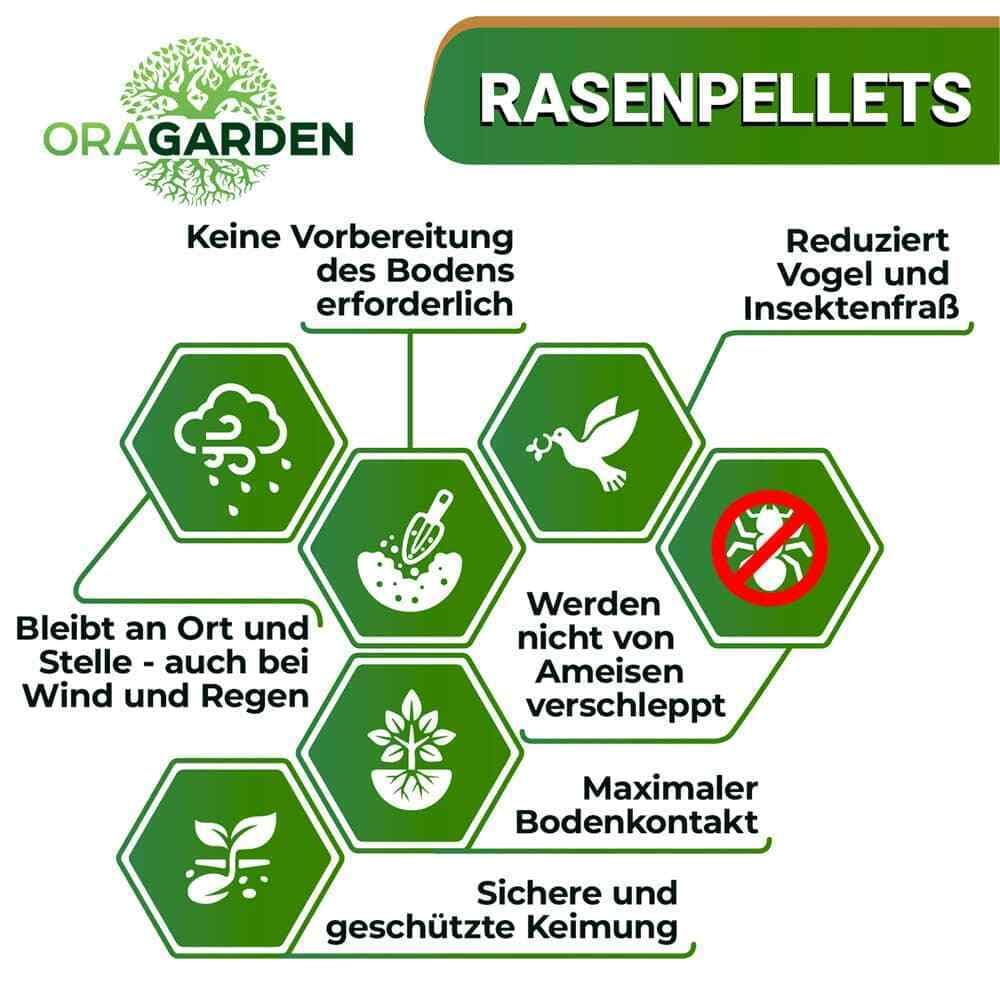 ummantelte Rasenpellets Regenerationsrasen für Schnellkeimenden – Rasensamen für Robusten und Widerstandsfähigen Rasen Plus (10 kg)