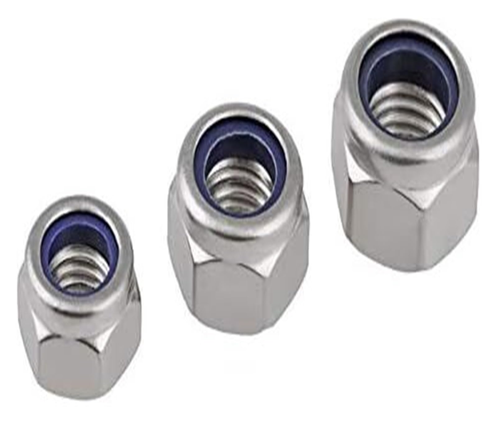 100 tuercas de seguridad hexagonales Nylock con rosca izquierda, M6 a M12, acero inoxidable 304, inserto de nailon autoblocante, tuercas hexagonales de rosca inversa for uso industrial(M12)