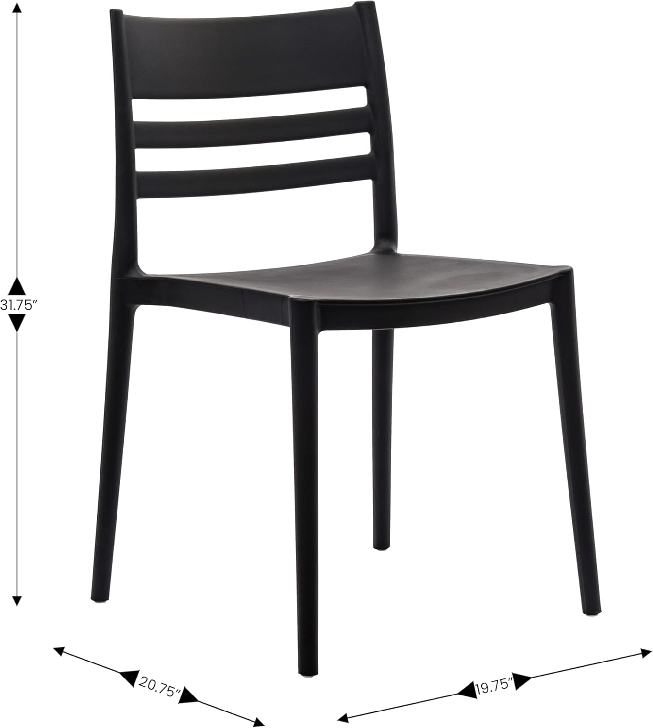 Flash Furniture Bridgeport Slat Back Patio Chair with Contoured Seat, Commercial All-Weather Stacking Resin Chair, UV Resistant, Indoor-Outdoor, Black, Set of 4