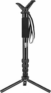 Aluminum Tactical 5-Section Hunting Shooting Stick Tripod Monopod Gun Rifle Shooting Rest with Removable 360° Rotation V Yoke, Long Range Full Adjustable Height Hunting Shooting Stand Platform - BZTAC
