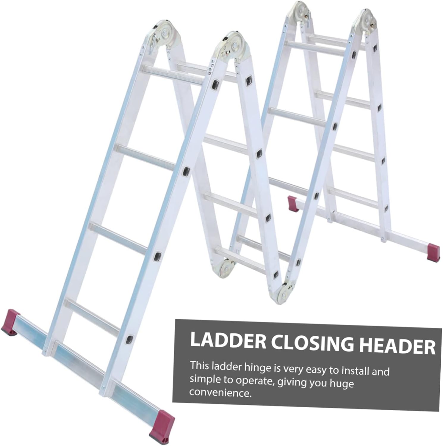 HOMSFOU Folding Attic Ladder Hinges Aluminum Herringbone Ladder Leveler Stabilizer for Loft