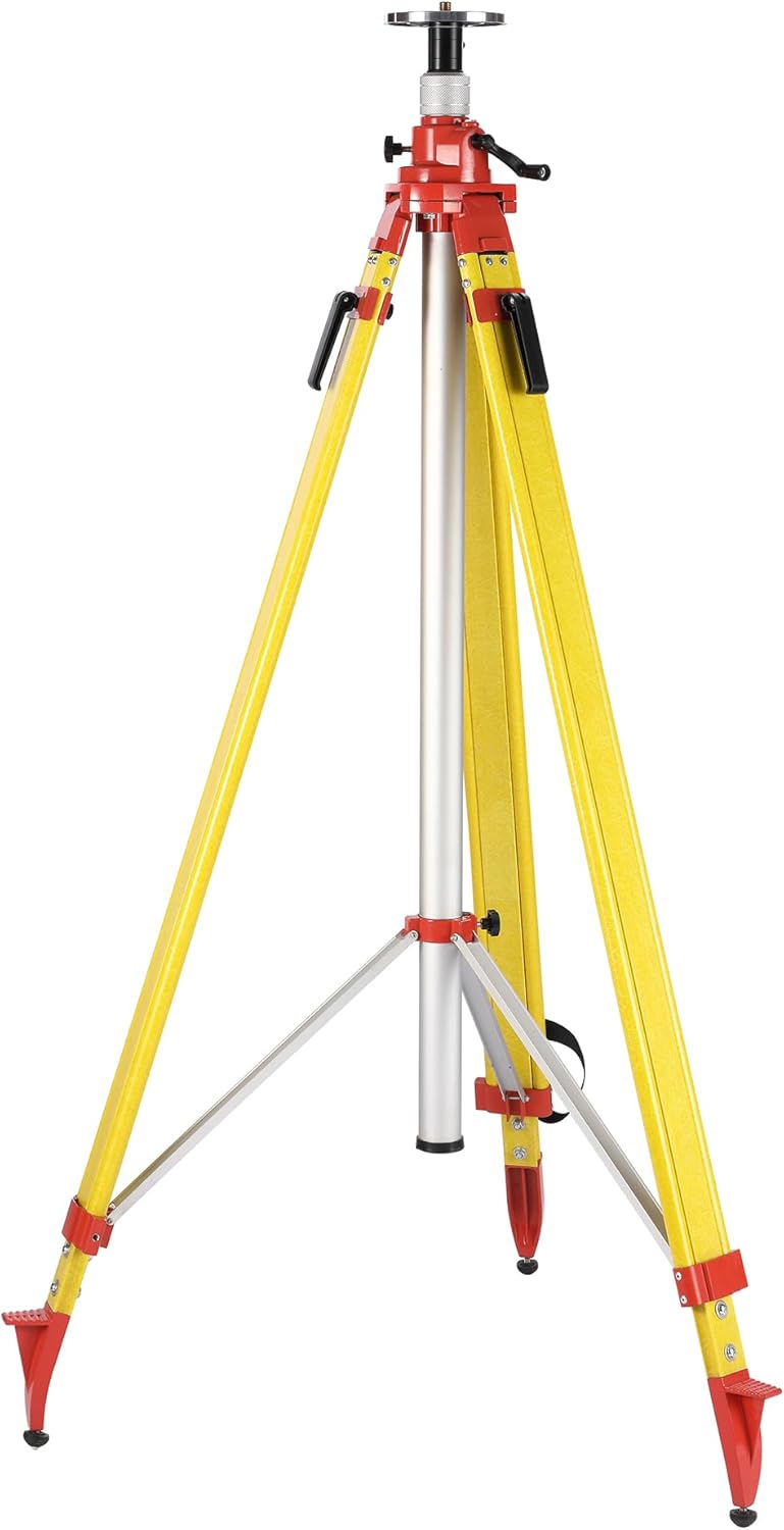 AdirPro Giant 157" Wood/Fiberglass Elevating Tripod, Heavy Duty Multifunctional Tripod for Rotary Lasers - Great for GPS and Robotic Surveying Instruments