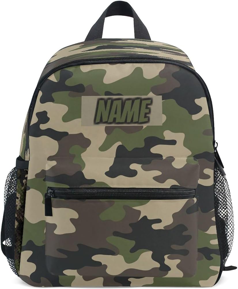 Personalized Kids Backpack - Yellow Camo With Name Customization, Chest Strap & Whistle - View #3