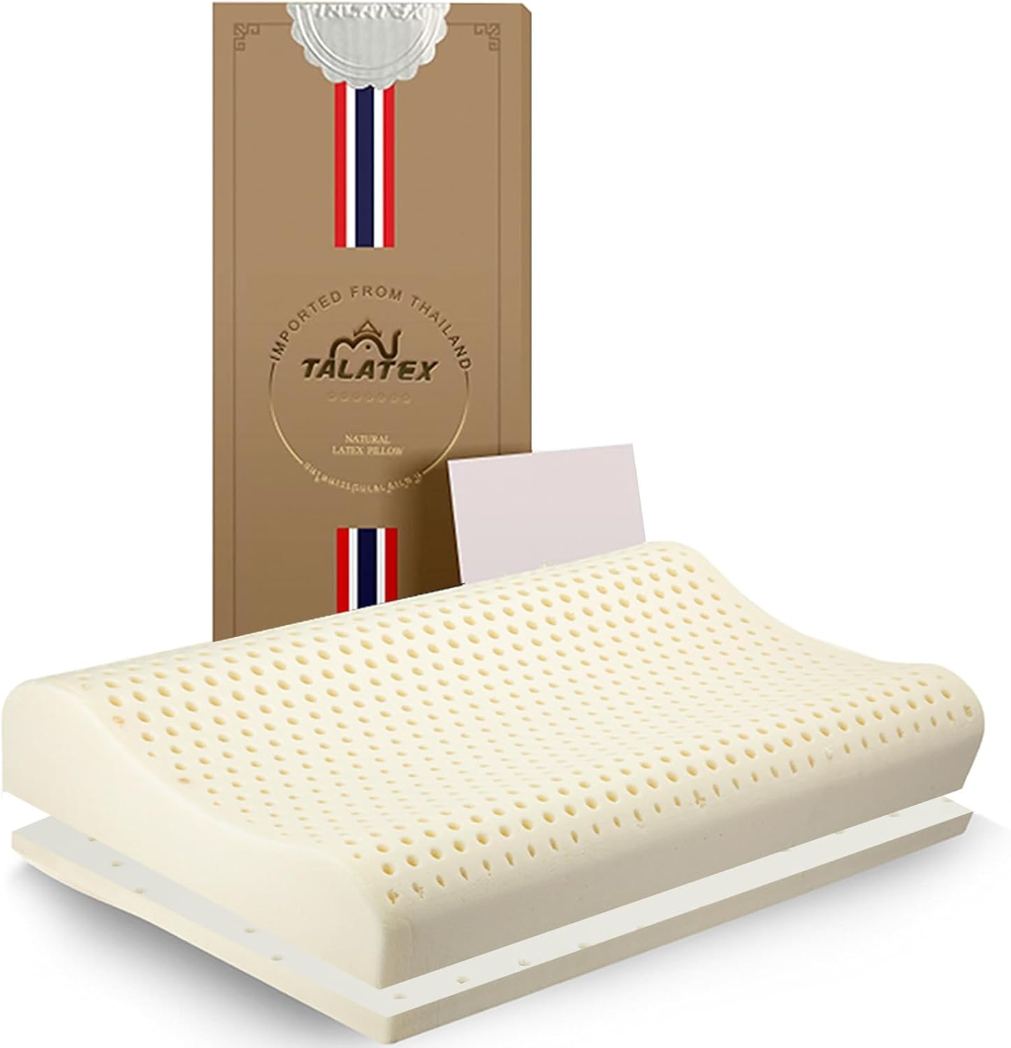 TALATEX Premium 100% Natural Dunlop Latex Pillow, Firm Pillow Helps Relieve Pressure, Neck and Shoulder Pain, No Memory Foam Chemicals, Perfect Package Medium Firm, Queen Size