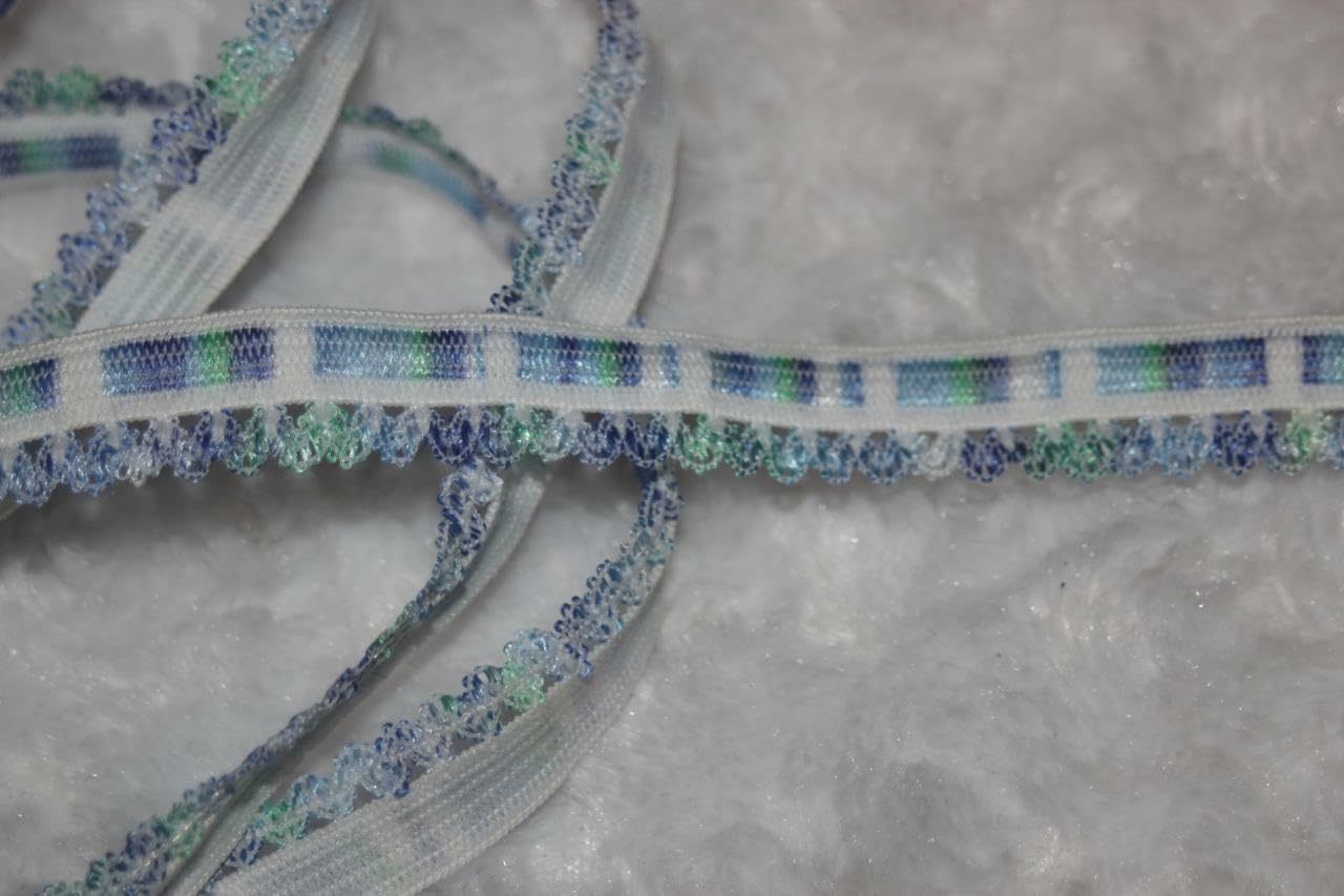 20 Yards White Denim Blue Mint Picot Doll Edge Sewing Stretch Elastic 1/2