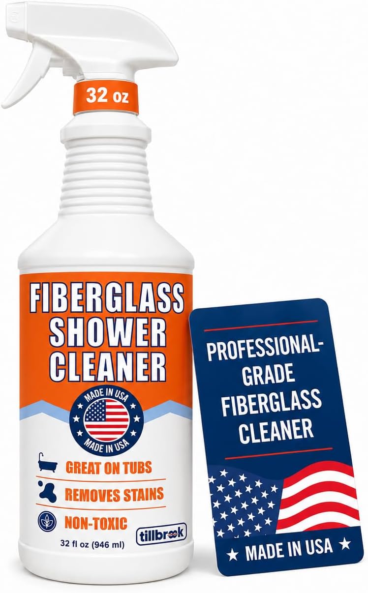 Fiberglass Shower Cleaner, 32oz, Remove Soap Scum, Rust & Hard Water Stains | Spray Cleaner for Bathtubs, Showers, Tile, Faucets & Bathrooms - Streak-free & Non-Toxic - Made in USA