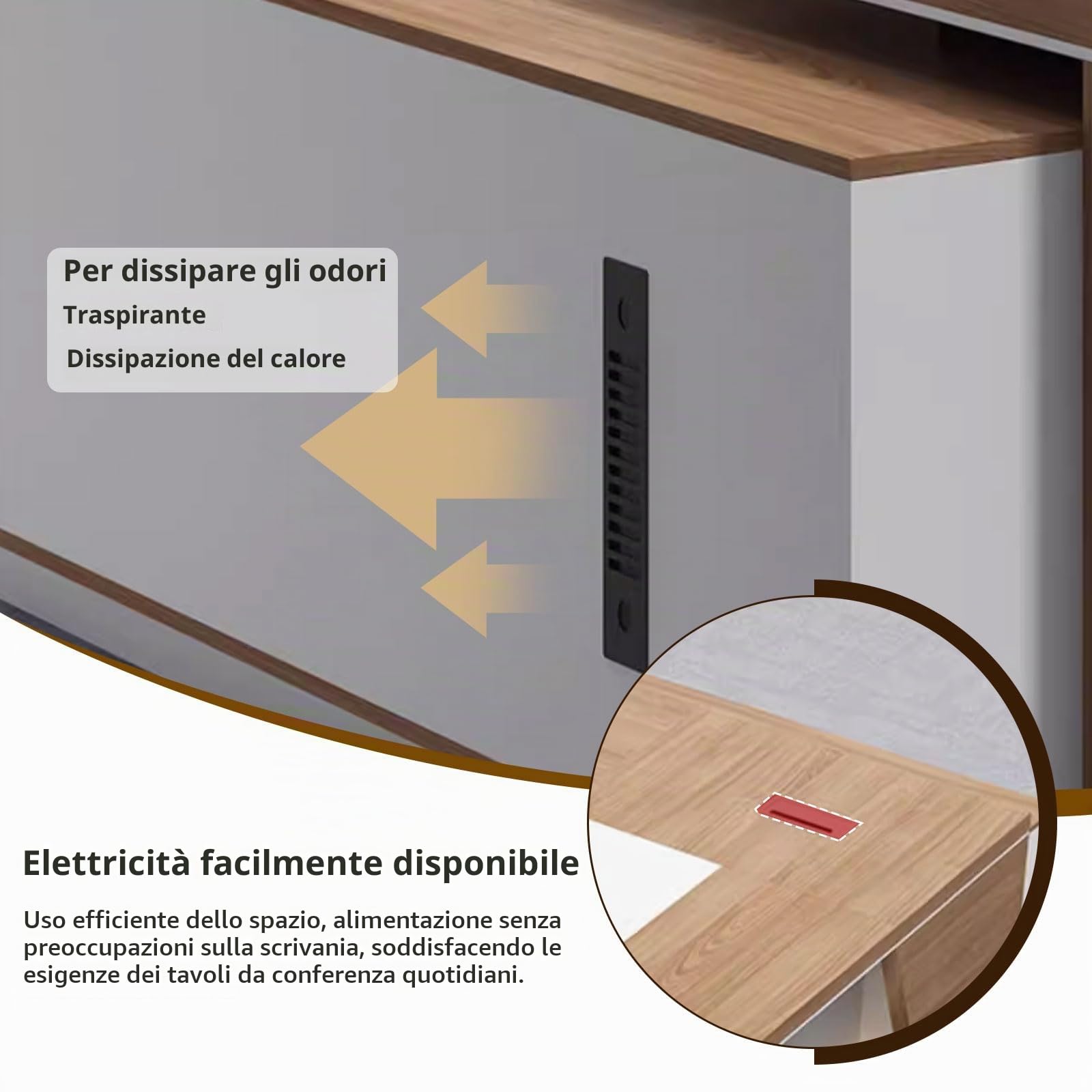 Scrivania Moderna con Spazio di Archiviazione, Scrivania Ufficio a Forma di L, Grande Tavolo da Lavoro per Ufficio, Banco Reception, Postazione di Lavoro