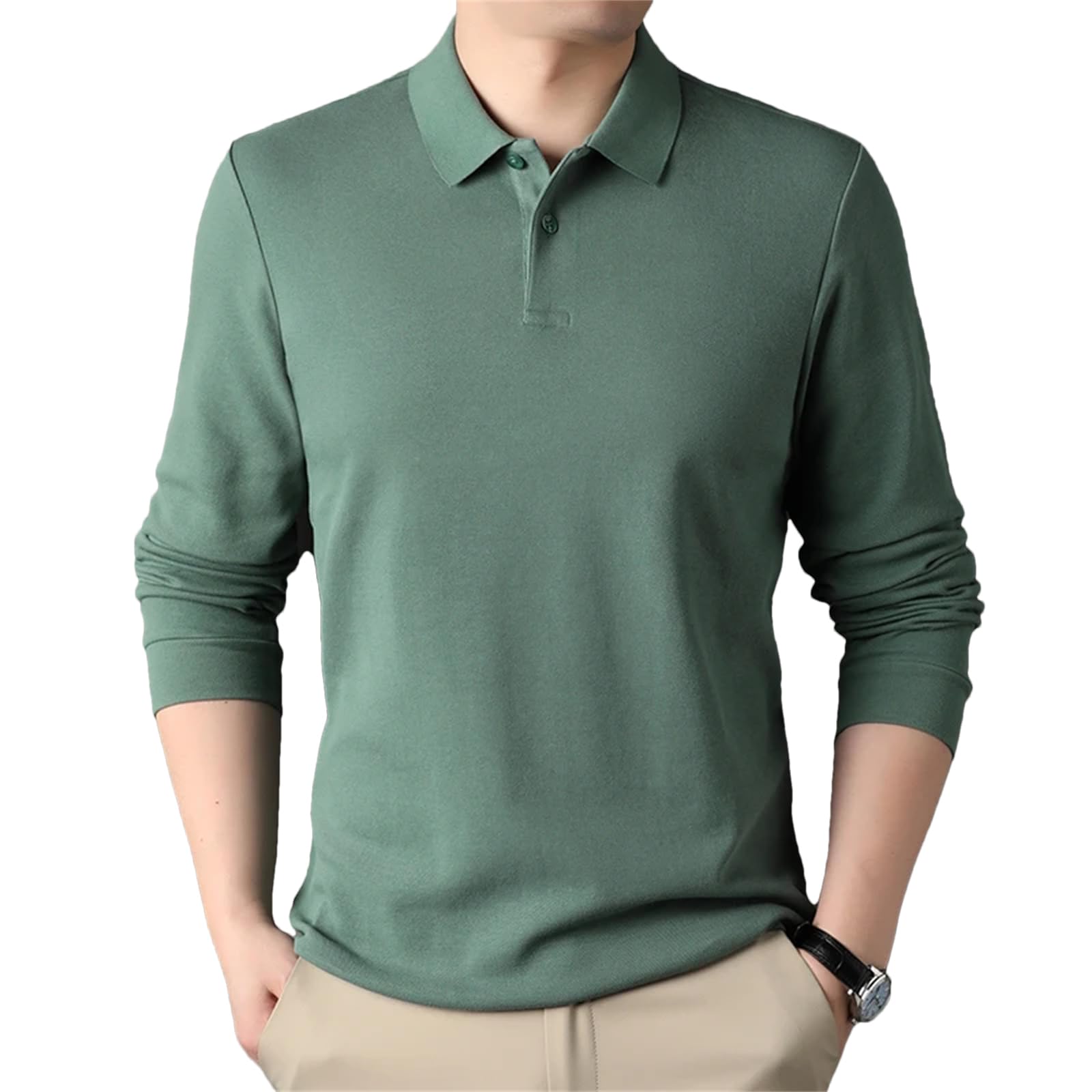 Polo da uomo a maniche lunghe in cotone pullover su misura classica per tutti i giorni