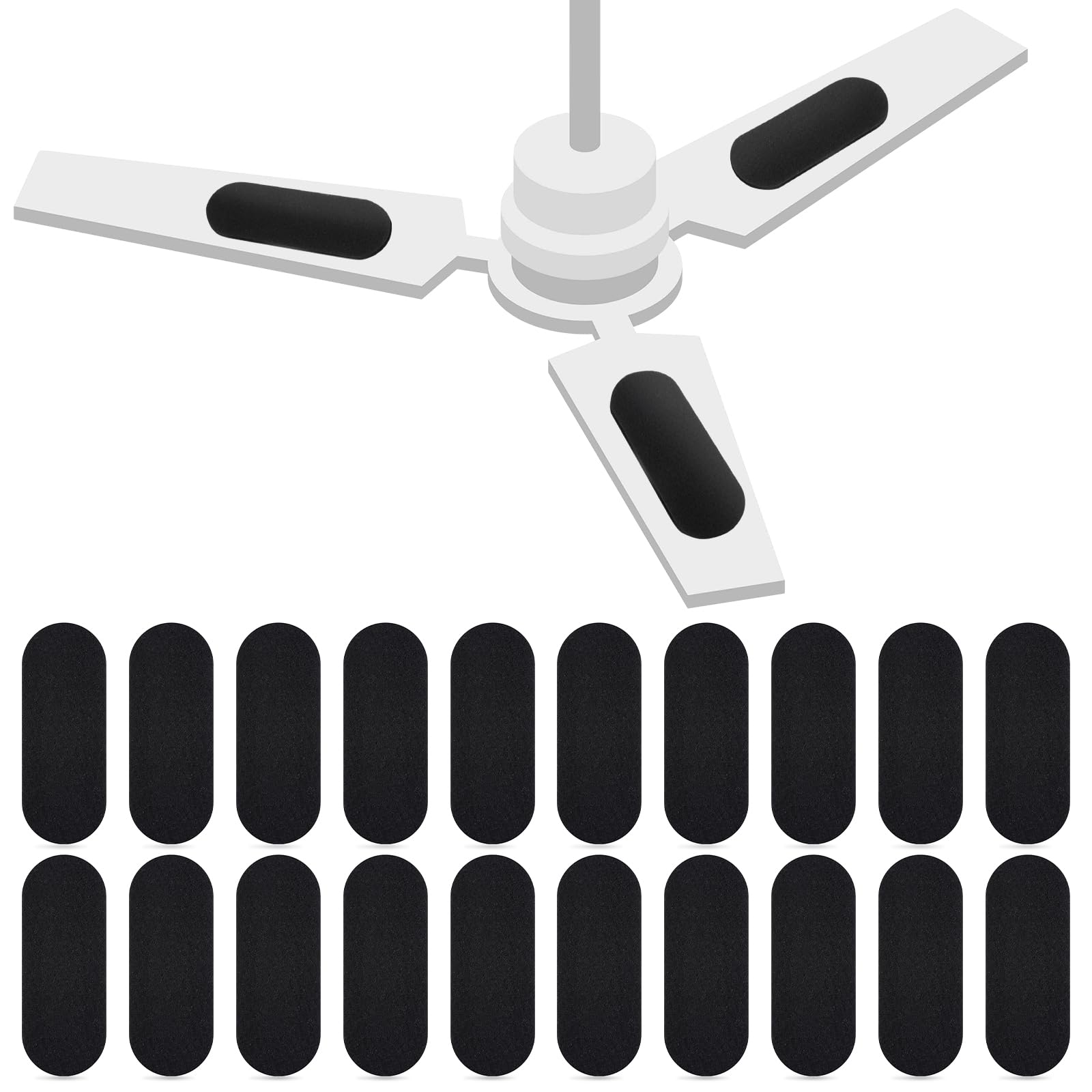 Tuanse 20 Pack Ceiling Fan Blade Filters, Coconut Zeolite, Black