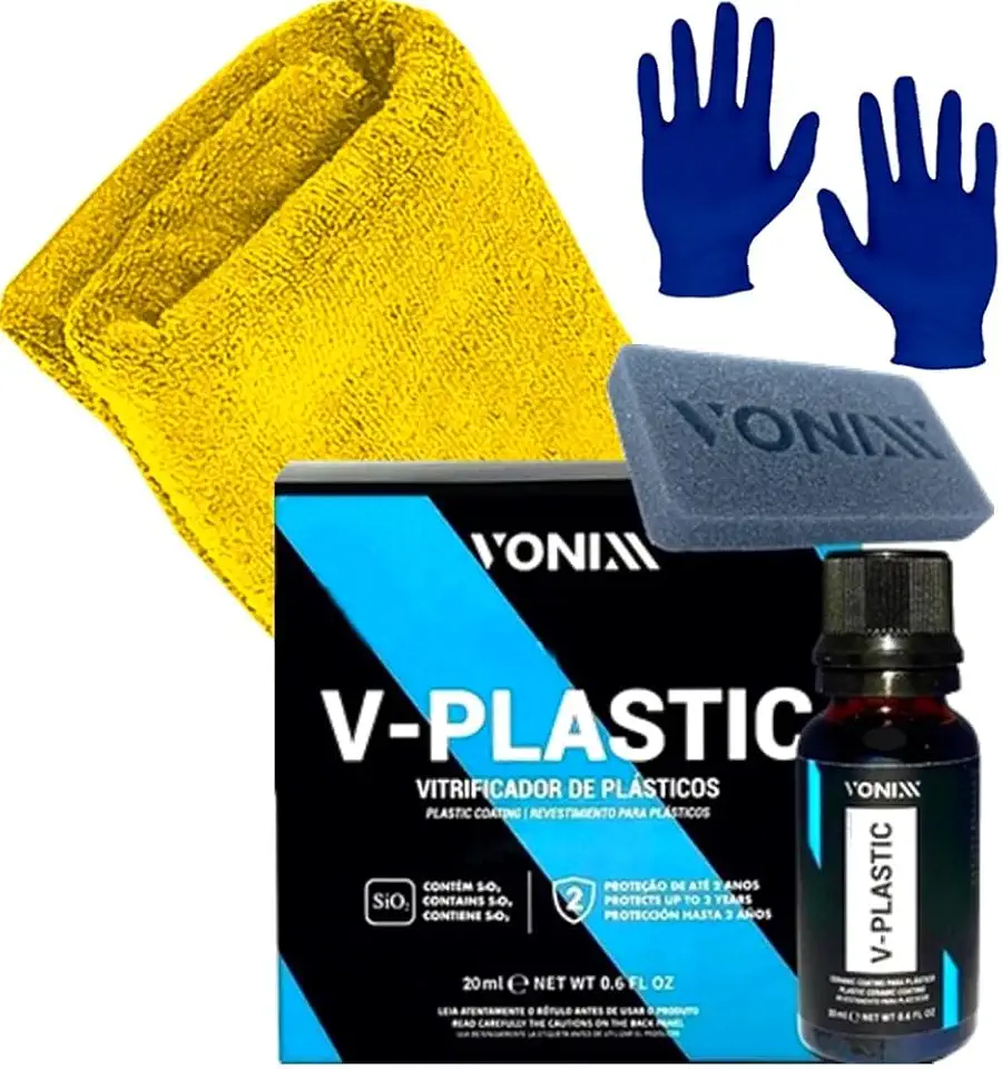 V-plastic Vitrificador de Plásticos Automotivos Plástico Painel Parachoque Toalha e Luva