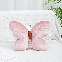 Labauxite All Pink Butterfly Shaped Plush Throw Pillow - Soft Velvet Stuffed Cushion for Couch Bed Living Room Decor