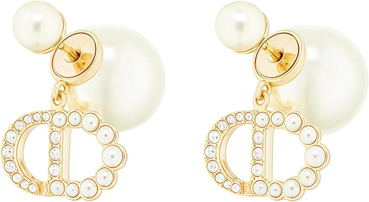 18K Gold Plated Baroque Pearl Stud Earrings, Polished Copper Elegant Ornament for Women