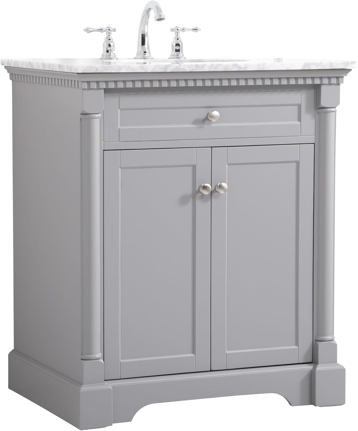 30 Single Bathroom Vanity, Soft-Close, Grey