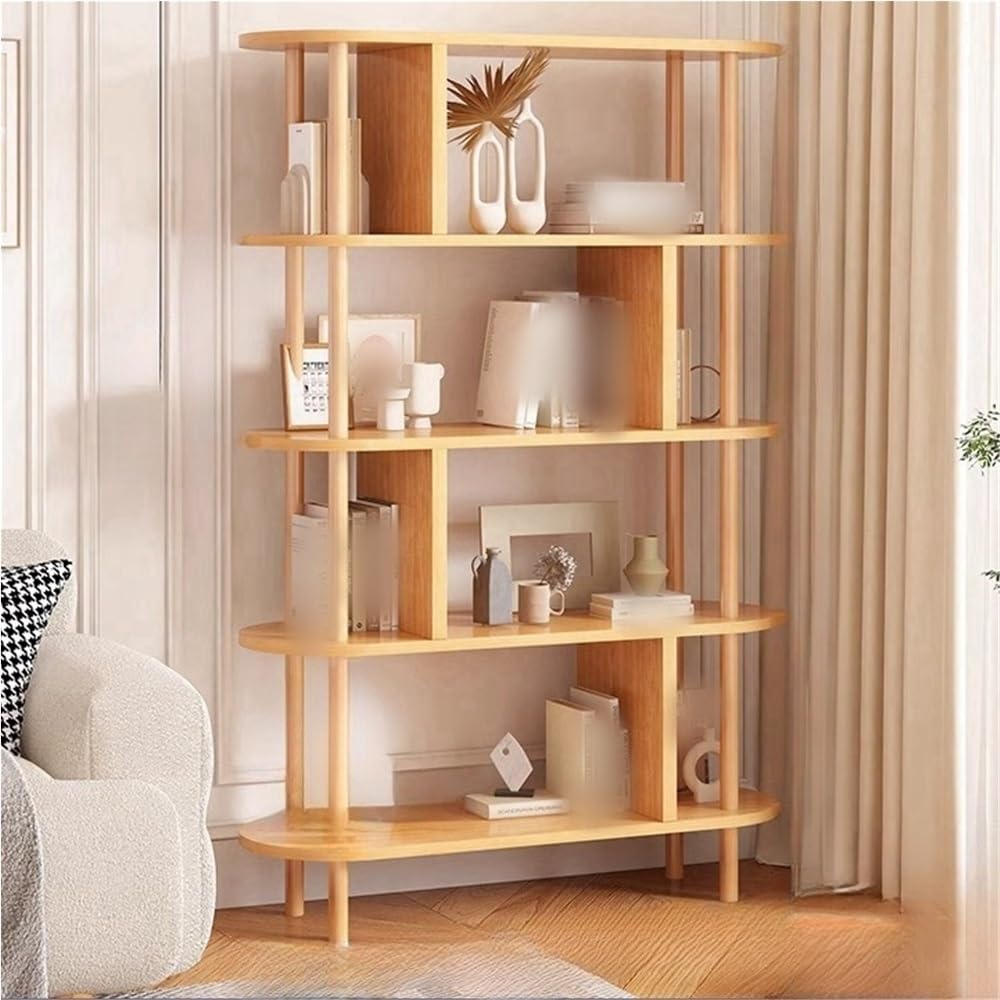 Libreria angolare moderna a 4 ripiani in legno, salvaspazio, per soggiorno, ufficio, camera da letto, elegante soluzione di archiviazione, design funzionale e multiuso