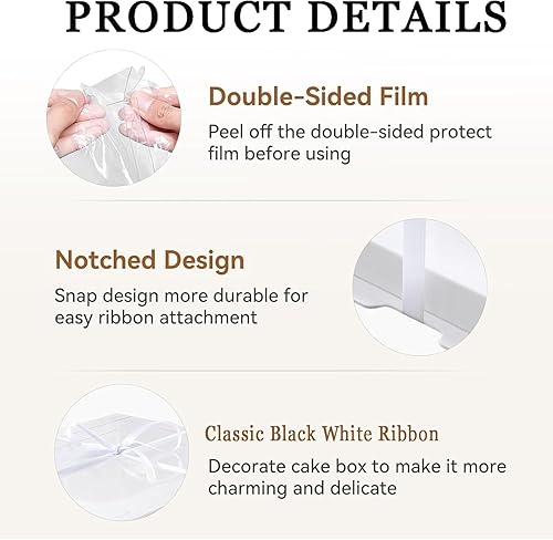 Miniatura 3 de Geelyda Caja transparente para tartas, 2 cajas transparentes de 10 x 10 x 12 pulgadas con cinta, cajas de embalaje para tartas grandes de capa alta
