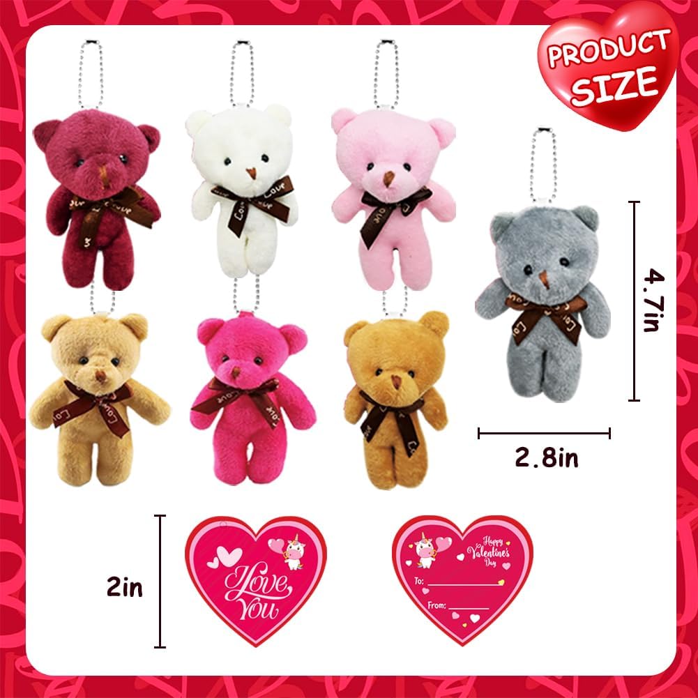 WODMAZ 28 Pack Mini Plush Bear Keychain, Small Animal Plush Stuffed Bear Toys for Birthday Gifts Party Favors Supplies, Easter Basket Stuffers Easter Egg Fillers
