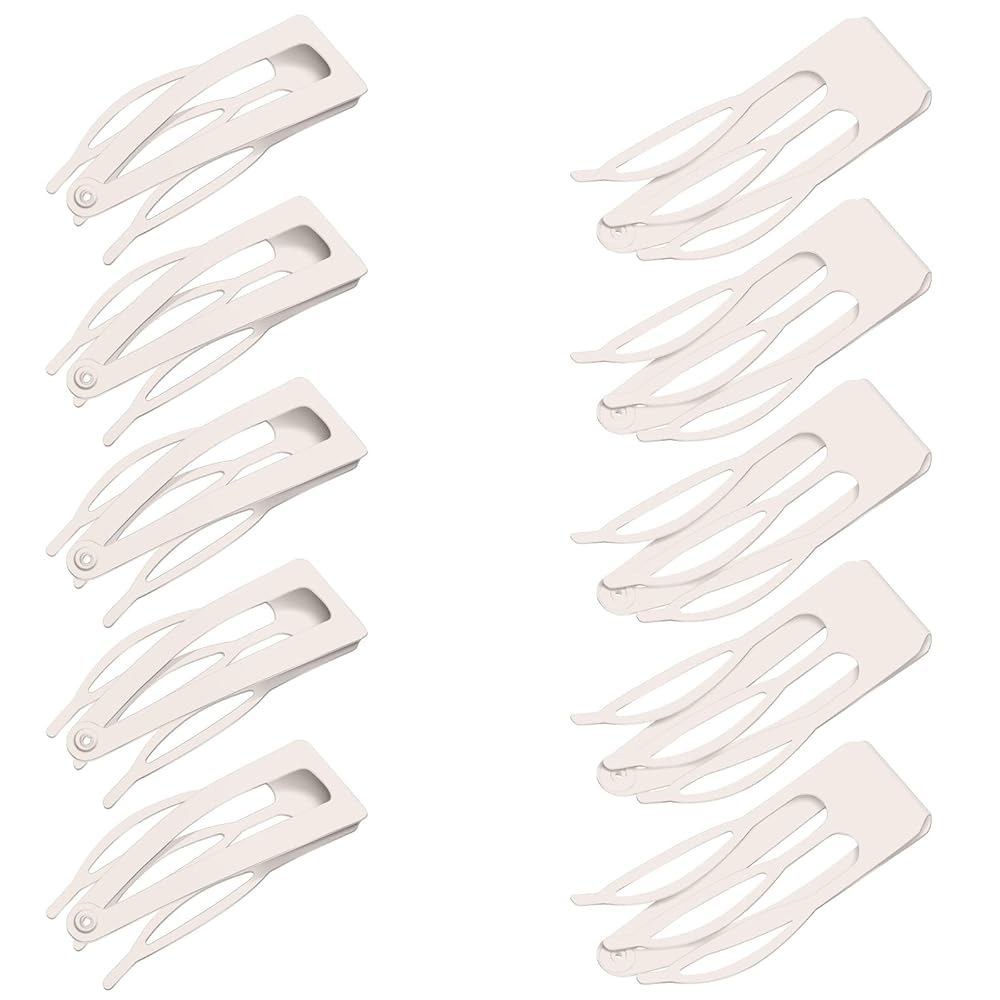 Chinco 24 Pcs Double Grip Hair Clips Metal Snap Clips Women Barrettes for Hair Making, Salon Supplies(Beige,2 Inch)
