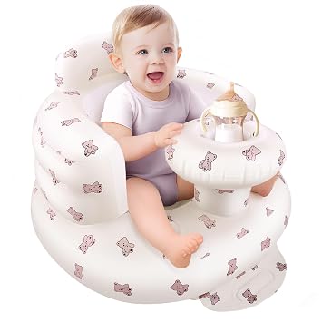 Inflatable Baby Floor Seat with Tray,Sit-Me-Up Infant Chair for 336 Months | Sit-Me-Up Floor Seat for Baby with Built-in Air Pump, 360 Safety Fence & Back Support Stable Portable Seat for 336 Months