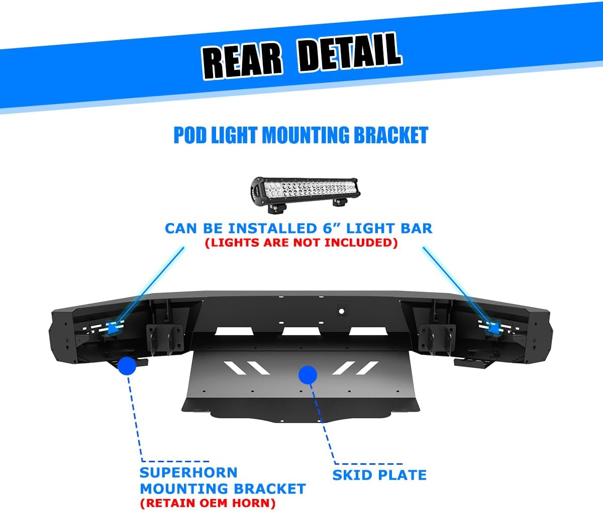 AUTOWIKI Front Bumper Assembly for 2024 2025 2026 Tesla Cybertruck Heavy-duty Steel Front Bumper Assembly w/Front Bumper Main Body | 1x Skid Plate | 2x Side Wings | 2x D-Rings, Textured Black Powder