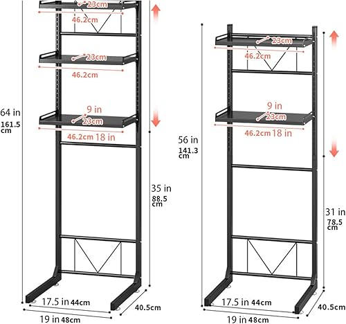 Miniatura 2 de ABCOOL Over The WC Lavadora Organzier Soporte ajustable Estante de almacenamiento para estante de lavandería Cuarto de baño Ahorro de espacio con