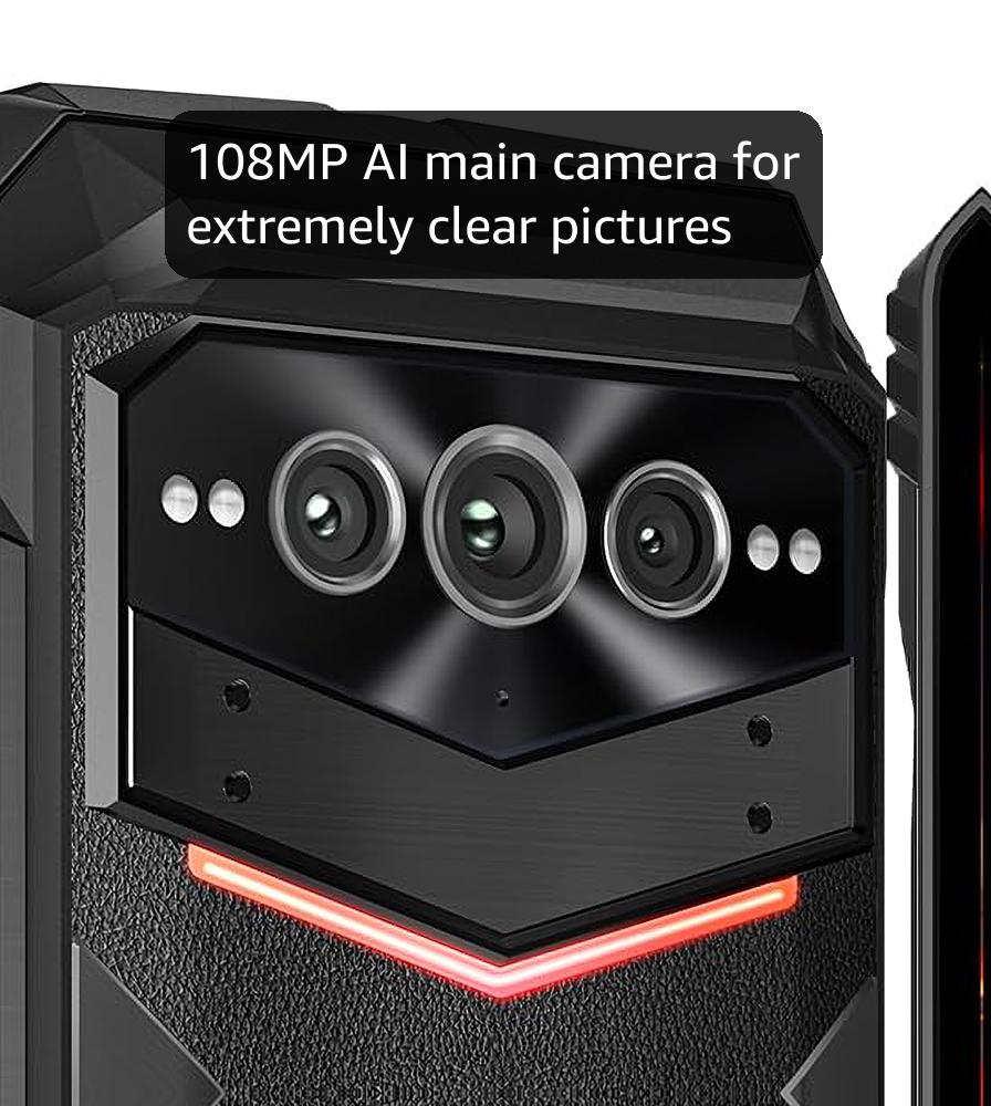 DOOGEE V MAX Pro(2025) 5G Rugged Phone,22000mAh,32GB+512GB/TF 2TB,Android 14 Rugged Smartphone,108MP+20MP Night Vision Phone, 6.58"FHD+ 120Hz IPS Screen, IP68/IP69K Waterproof,NFC/OTG/Face ID/1.18 lb