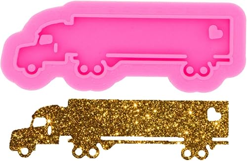 Llavero brillante brillante para camión y furgoneta, moldes de fundición de resina, moldes de silicona con agujero, caricaturas, resina epoxi,