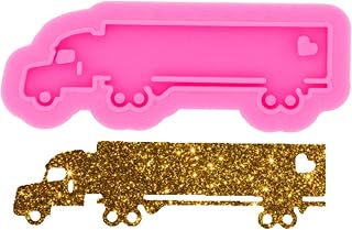 Shiny Glossy Truck Van Keychain Resin Casting Molds Silicone Molds with Hole Cartoon Car Epoxy Resin Craft Silicone Molds Polymer Clay DIY Jewelry Making Silicone Molds Key Ring Pendant Mould Tool