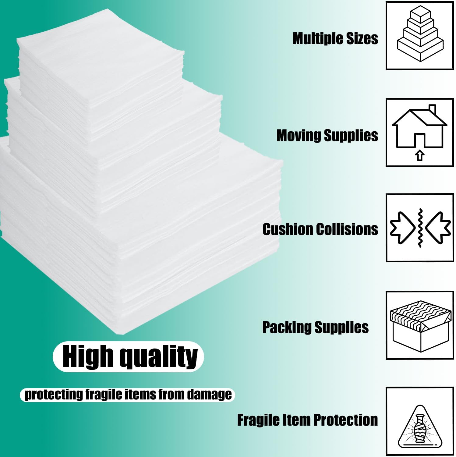 80 Pack Foam Pouches for Packing, Cushion Foam Wrap Sleeves, Moving Pack Pouches, Packing Supplies for Dishes, China, Glassware, 4 Sizes Protective Pack Pouches
