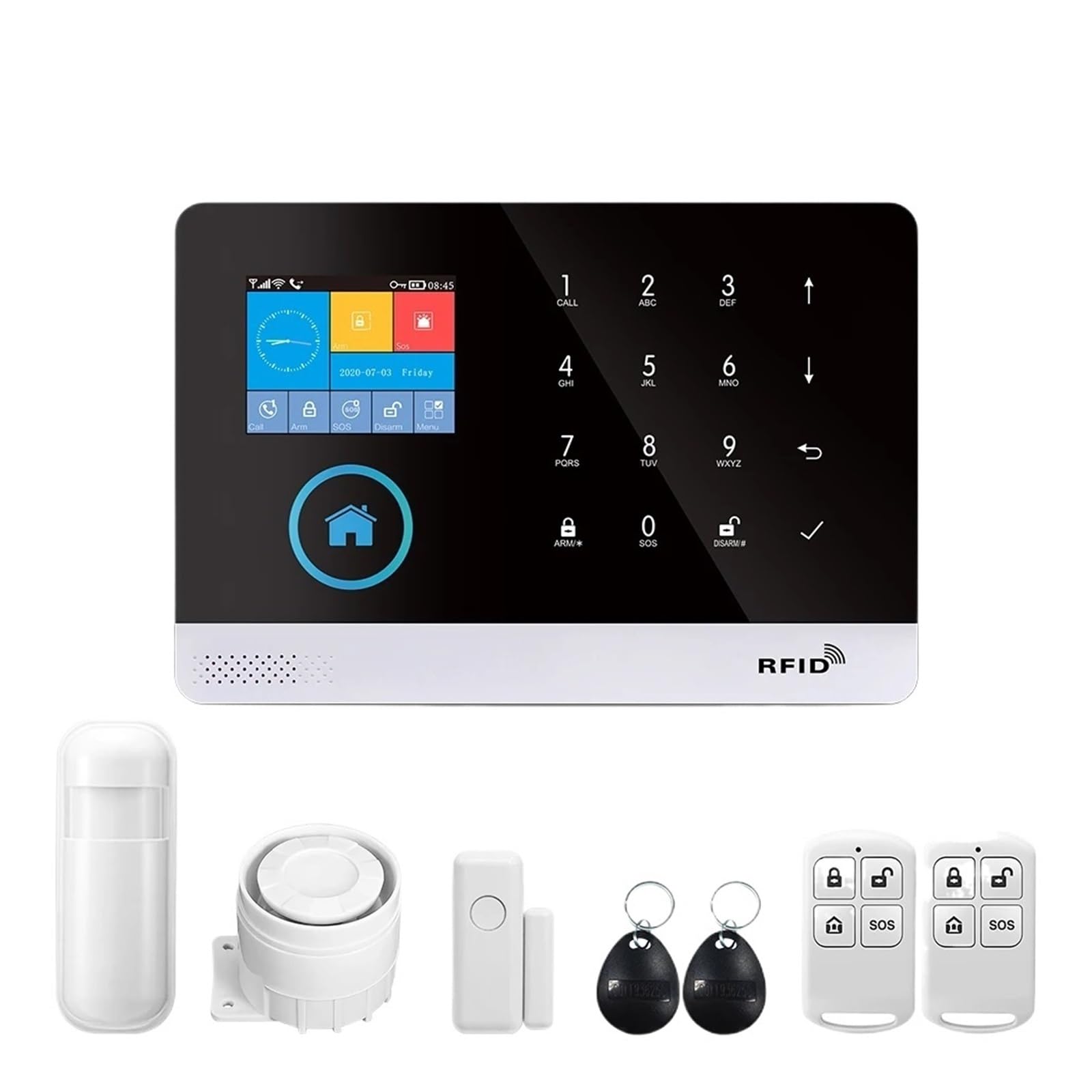 Systemy Alarmowe Domu System Alarmowy WIFI GSM Z Bezprzewodowym Czujnikiem Ruchu Alarm Antywłamaniowy Dla Aplikacji Tuya Smart Life Domowy W Ogrodzie(B)
