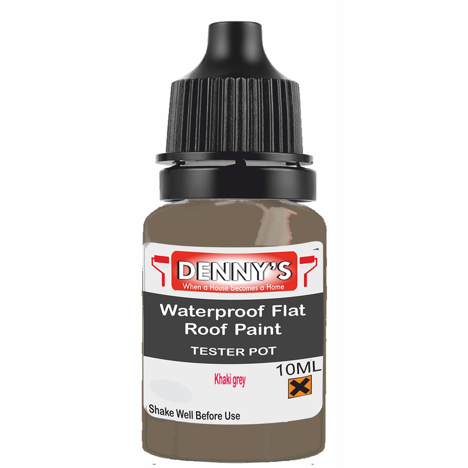 SCOOBYS PAINTS BACK IN THE MIX Chlorinated Rubber Flat Roof Paint – Waterproof Roof Sealer & Leak Repair Coating, Quick Drying, High Adhesion (Khaki grey, 10ML Tester Bottle)