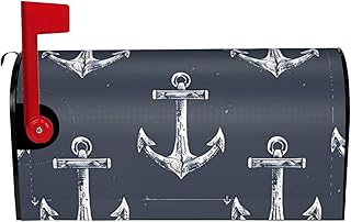 Anchor Sea Mailbox Covers Magnetic Standard Size Ocean Nautical Decorative Post Letter Box Wraps Waterproof Mailbox for Garden Yard Home Holiday Decor