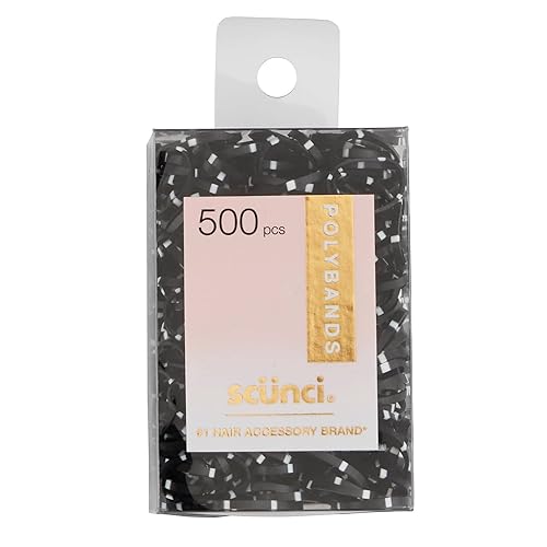 Scunci Mini bandas elásticas para el cabello sin daños bandas elásticas para el cabello suave 500 piezas negroblanco
