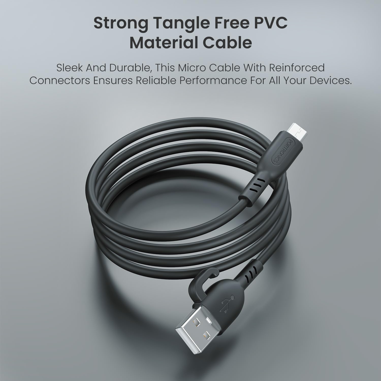 Portronics Konnect Core 3 USB-A to Micro Fast Charging Cable for Smartphones,Tablets, Speakers, Laptops & Other Micro USB Devices,Inbuilt Cable Management Hook,3.0A Max Output,Fast Data Sync(Black) — Amazon image 5