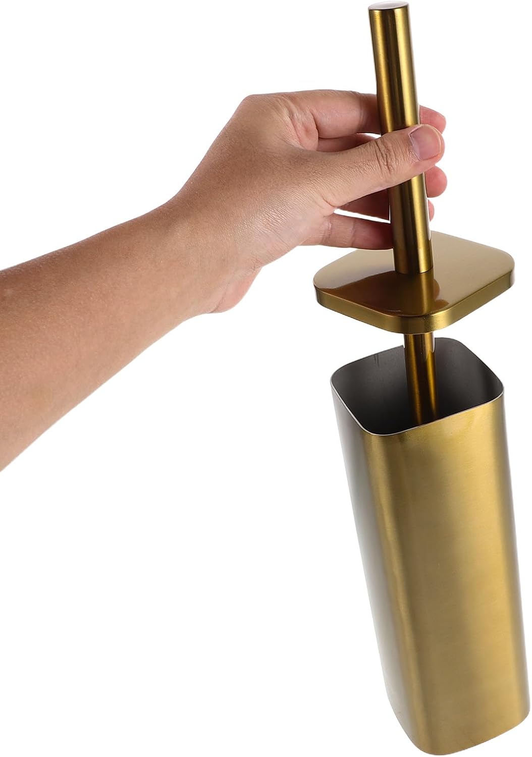 1 Set Toilet Brush and Holder: Long Handle Toilet Scrubber for Bathroom - Stainless Steel Heavy Duty & Deep Cleaning Covered Brush, Gold