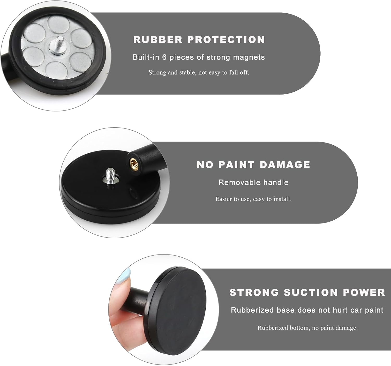 4PCS Vinyl Wrap Magnets for Cars Wrap, Car Vinyl Film Gripper Magnet Holder Window Tint Tool, Non-Scratch Vehicle Wrapping & Crafts Sign Making Magnet Support, Car Accessories (Black)