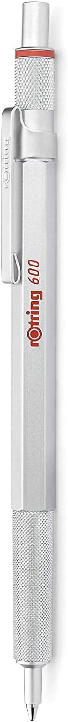 rOtring 600 Ballpoint Pen Medium Point Black Ink Silver Metal Barrel Refillable