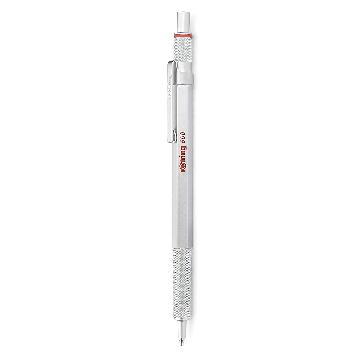 rOtring 600 Ballpoint Pen, Silver Barrel, 1.0mm Medium Point Refill, Black Ink
