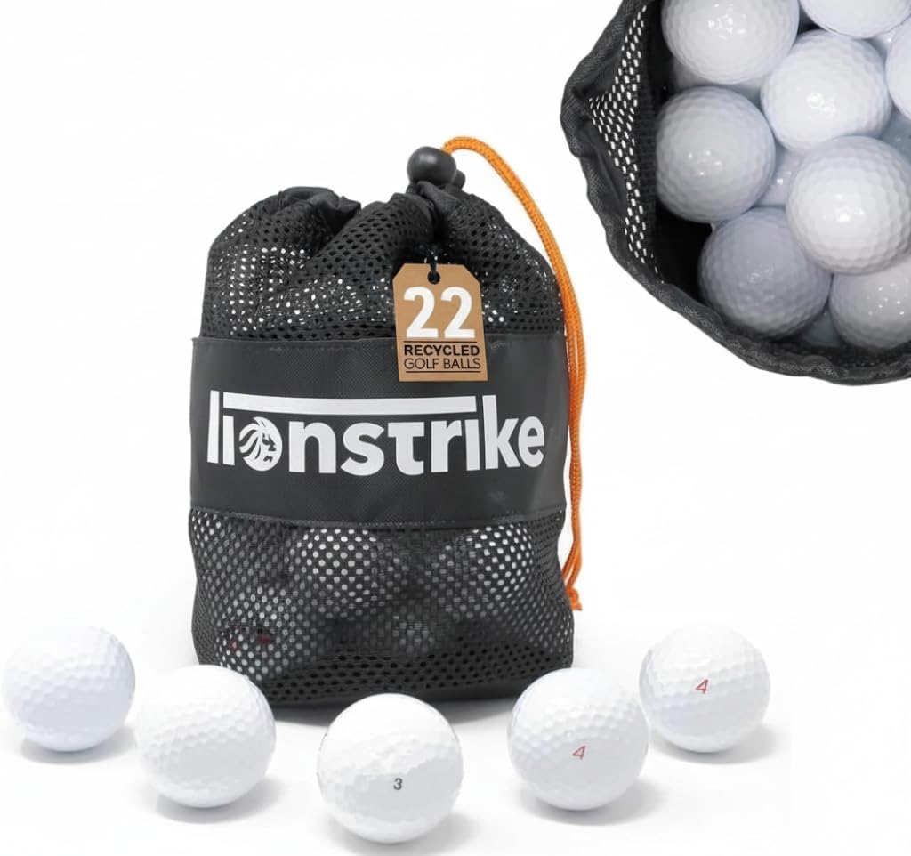 Lionstrike 22x Used Golf Balls – Grade A Lake Balls | Mixed Top Brands | Recycled, Washed & Cleaned | Eco-Friendly Mesh Storage Bag | Top Brand, Mid-Range & Value Mix options (Mid-range Mix)
