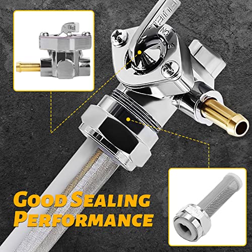 Bomling Fuel Petcock Gas Tank On Off Compatible With Harley Dyna Fatboy Heritage Softail Springer Sport Glide Sportster 883 1000 Super Glide Low Rider,Silver #TOP4