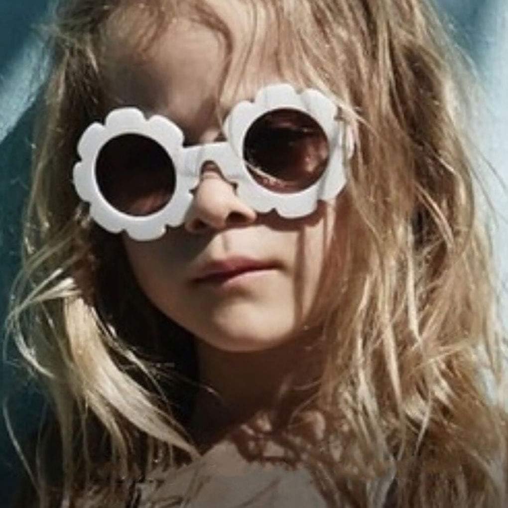 Girl Sunglasses for Kids Round Flower Anti-UV Sunglasses Colorful Cute UV 400 Protection Eyewear Suit for Pool Party,Photography Outdoor Beach (White) : Clothing, Shoes & Jewelry