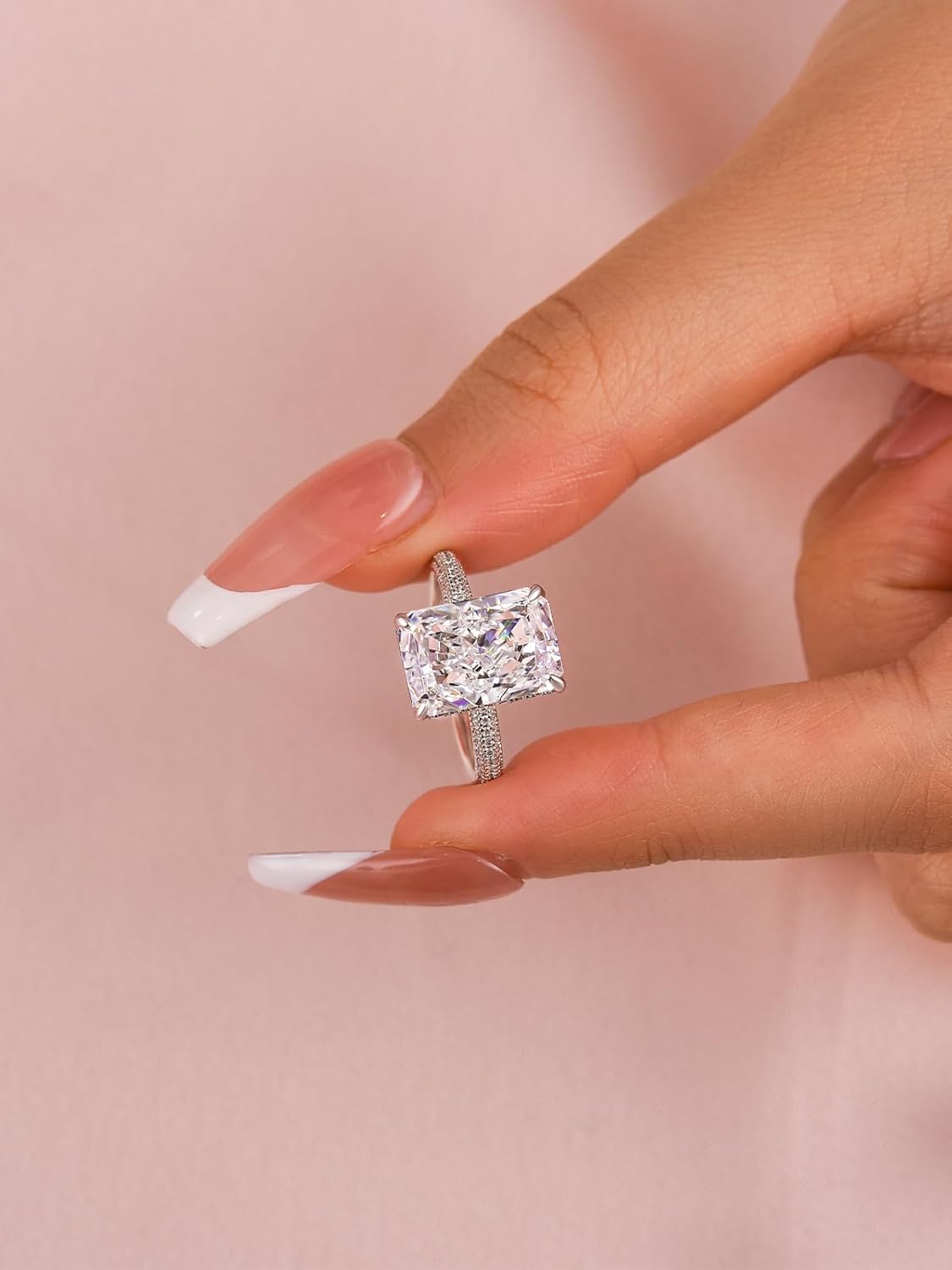 4.5CT Elongated Radiant Cut Engagement Ring for Women, 5A CZ Bridal Wedding Promise Ring, S925 Silver Jewelry - Image 3