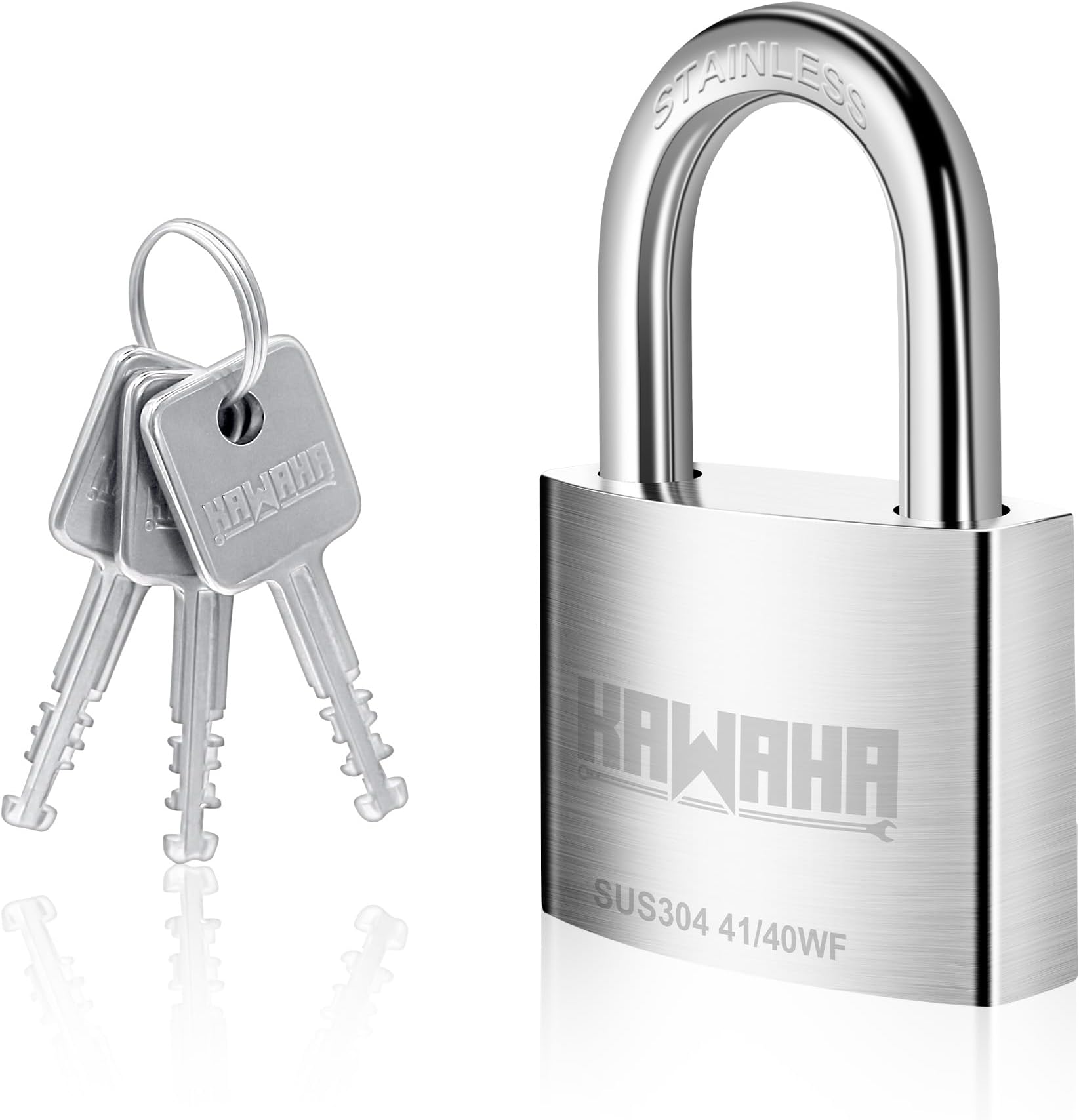 41/40KD-3SK 1-9/16 inch (40mm) High Security Stainless Steel Padlock with Key for Both Indoor and Outdoor use (Heavy Duty, Anti-Rust) (40mm, 3 Stainless Steel Keys)