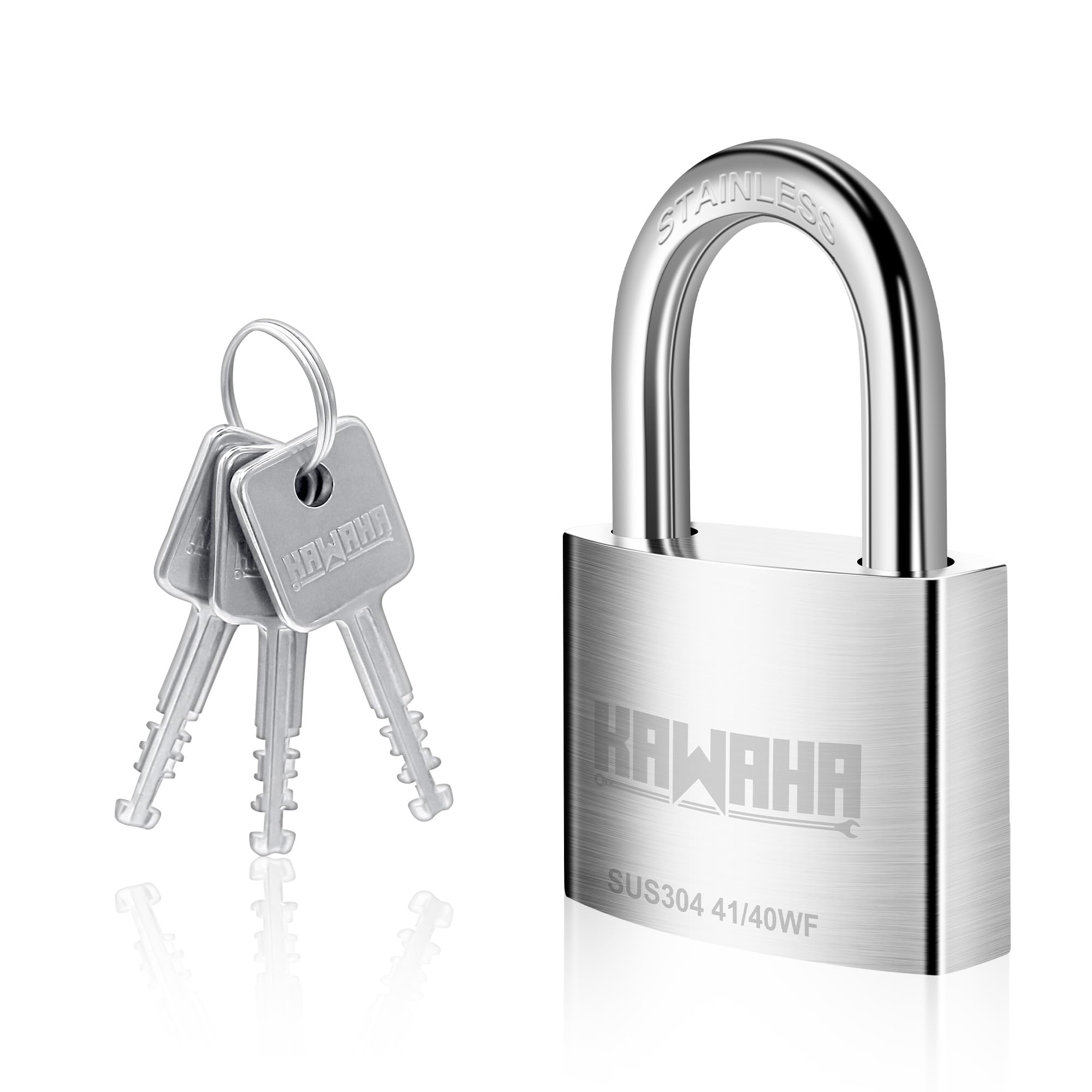 41/40KD-3SK 1-9/16 inch (40mm) High Security Stainless Steel Padlock with Key for Both Indoor and Outdoor use (Heavy Duty, Anti-Rust) (40mm, 3 Stainless Steel Keys)