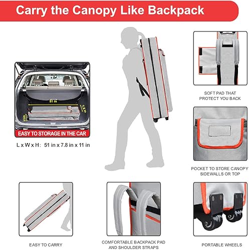 Miniatura 4 de Eurmax Smart - Toldo desplegable de 10 x 10pies para festivales al aire libre, portón trasero, eventos, tienda de artesanías toldo instantáneo con 1