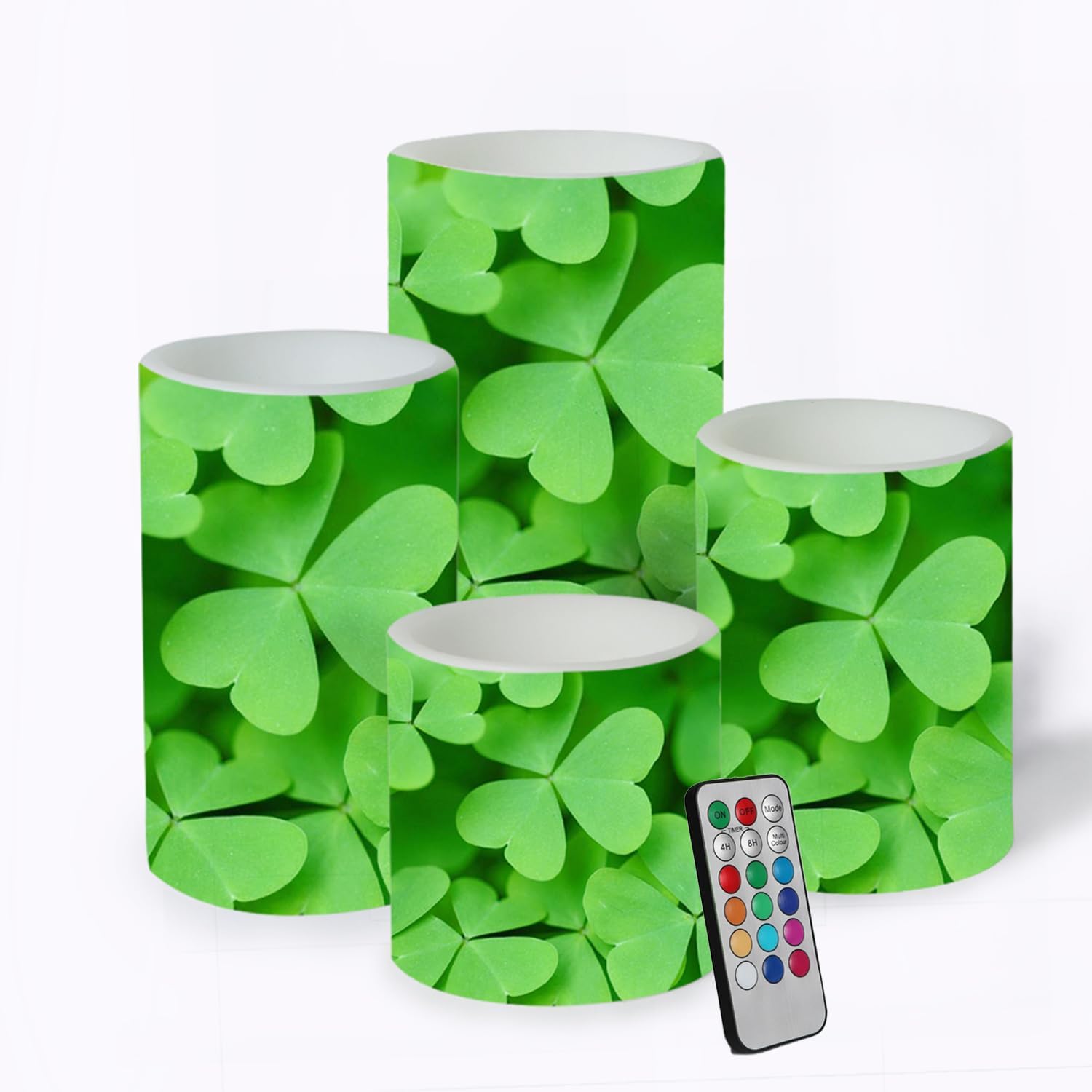 St. Patrick's Day Flameless Led Candles with Remote Battery Operated Pillar Candles Flickering Flame for Wedding Beach Party Home Decor
