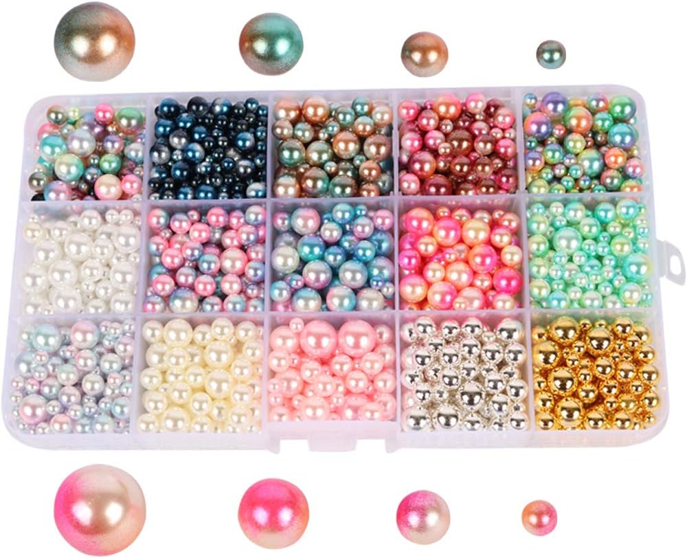 Beads 1140pcs Mix Rainbow Color Round 4 6 8 10mm Imitation Pearl No Holes