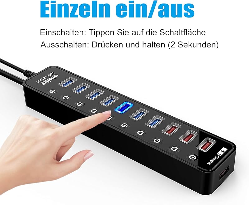 Atolla USB 3.0 Hub 11 portos aktív elosztó 48W tápegységgel