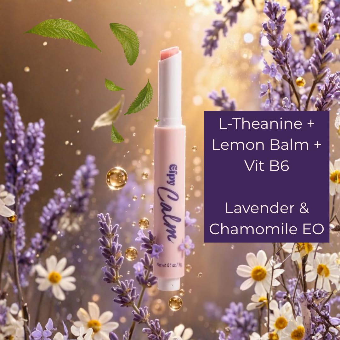 Calm Micro-Dose Wellness Lip Balm | Mental Calm and Relaxation | L-Theanine, B6, Lavender & Chamomile
