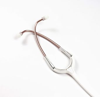 ADC Adscope Lite 619 Ultra Lightweight Clinician Stethoscope with Tunable AFD Technology, Rose Gold with White Tubing